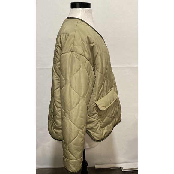 And Now This Women's Large Green Onion Quilted Button Up Lightweight Jacket - Picture 2 of 8